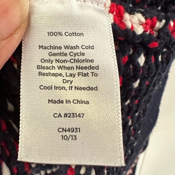 Talbots Blazer Style Cardigan Jacket Sweater Sz M-L Red Blue White Classic - Picture 13 of 14